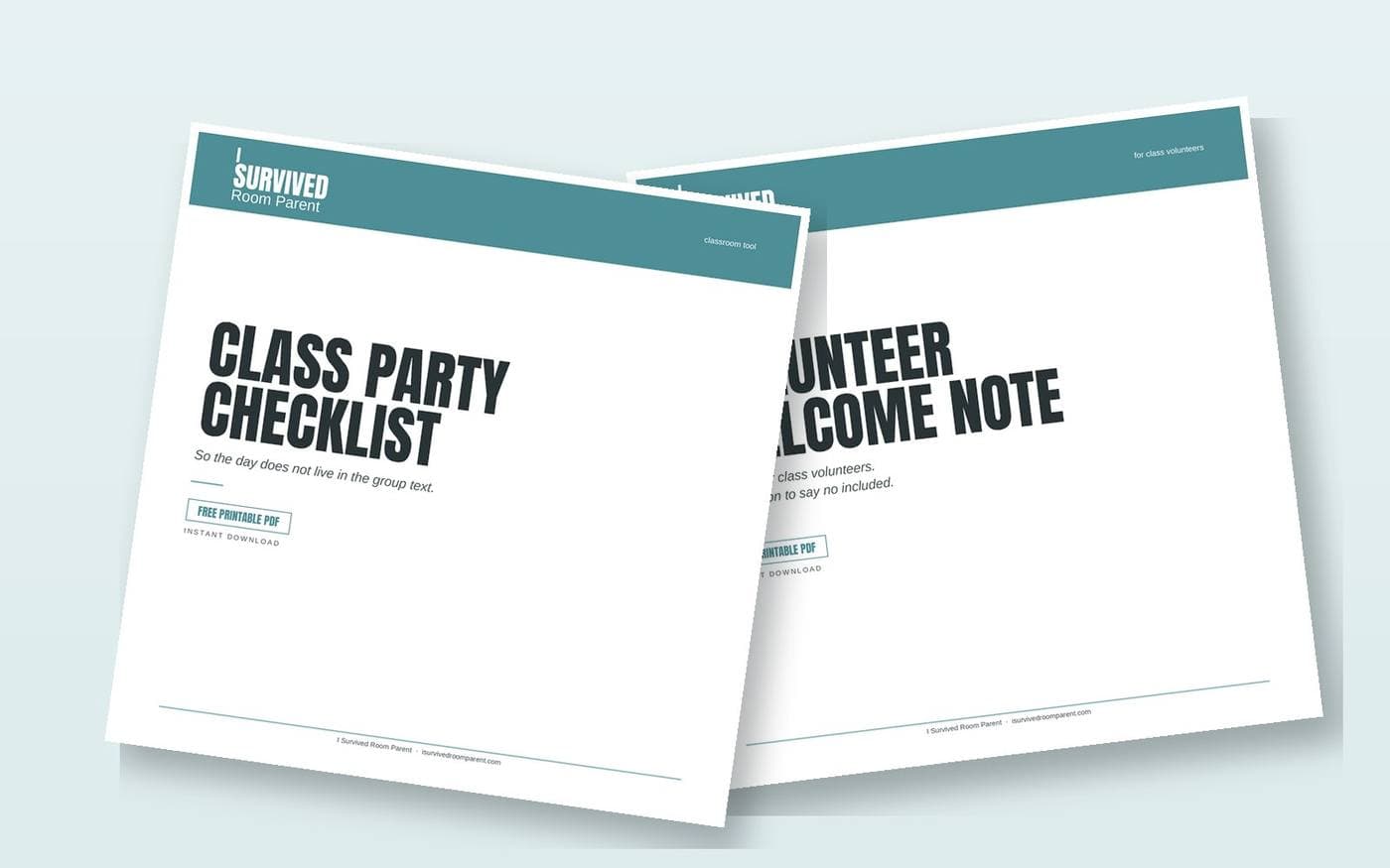 Class Party Checklist and Volunteer Welcome Note printables from I Survived Room Parent