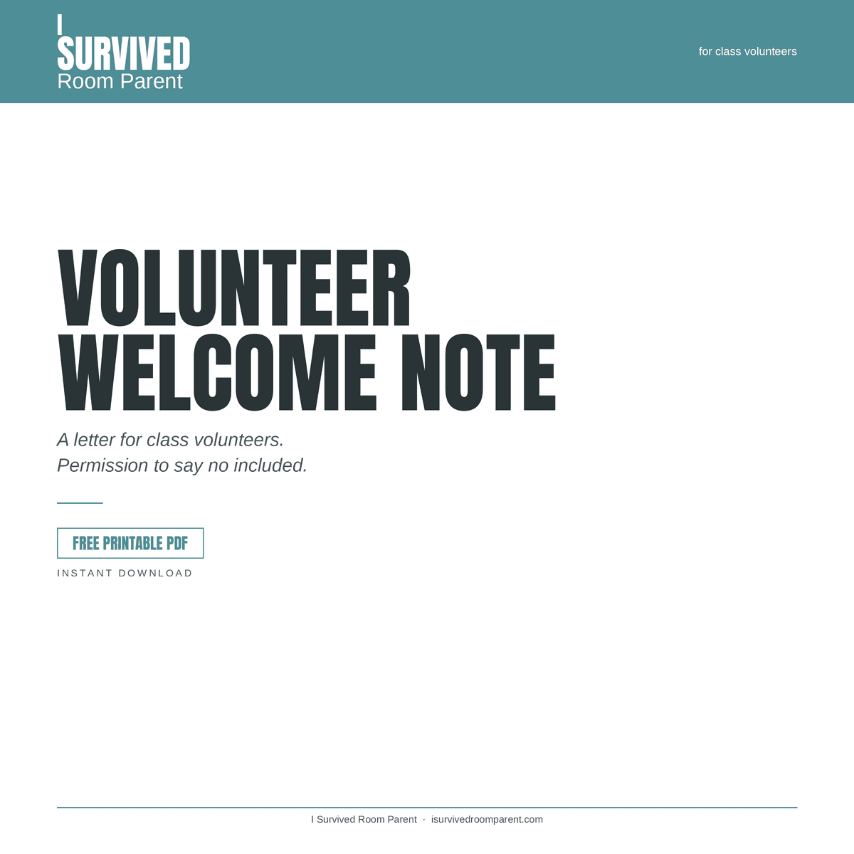 Volunteer Welcome Note