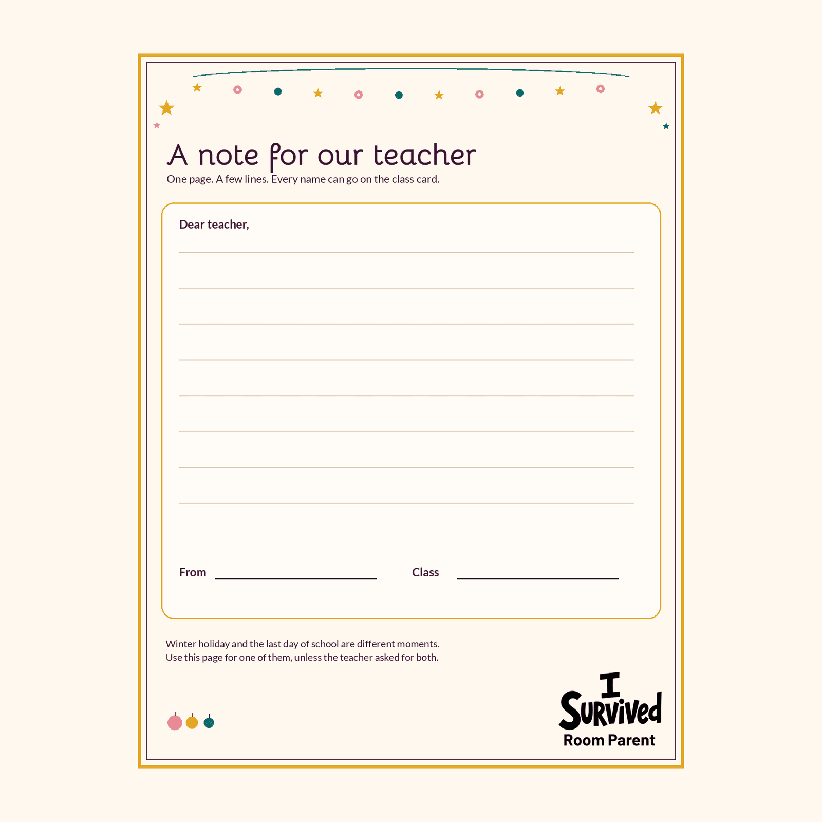 Class Note Booklet