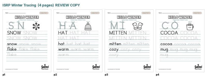 Free winter tracing worksheets printable for preschool and kindergarten