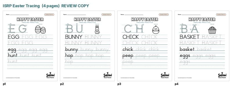 Free Easter tracing worksheets printable for preschool and kindergarten