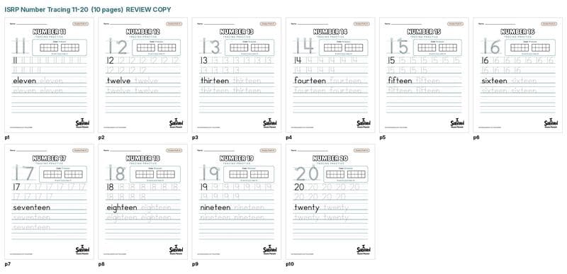 Free number tracing worksheets 11-20 printable for preschool and kindergarten