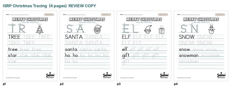 Free Christmas tracing worksheets printable for preschool and kindergarten