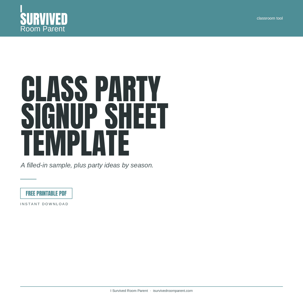 Class Party Signup Sheet Template