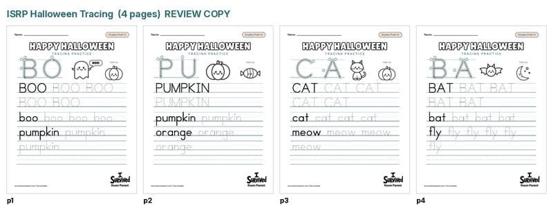 Free Halloween tracing worksheets printable for preschool and kindergarten