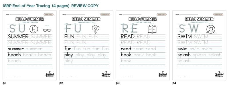 Free end of year tracing worksheets printable for preschool and kindergarten